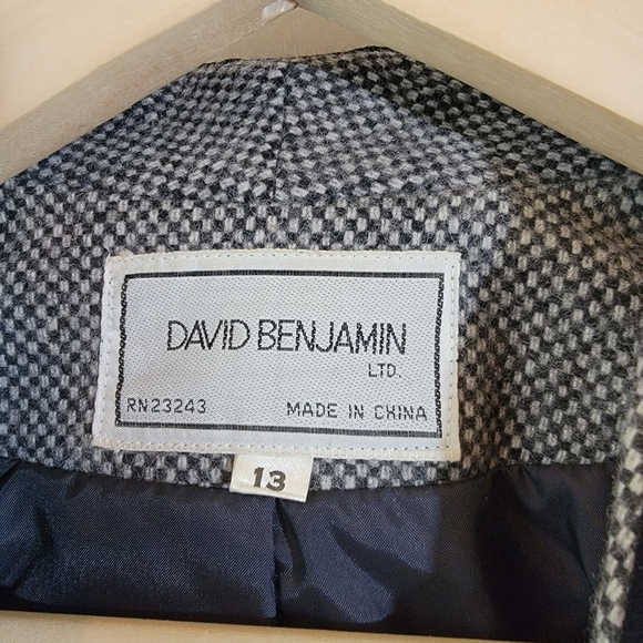 VTG DAVID BENJAMIN Gray Tweed English Western Style Blazer Sz 13/8 Wool Blend - Picture 11 of 12
